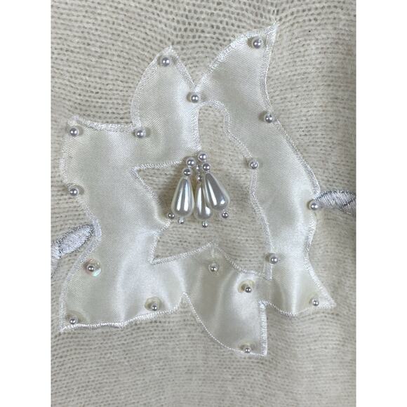 Carducci Angora Sweater Women’s Medium Cream Embellished Holiday Glam Retro ‘80s - Picture 2 of 16